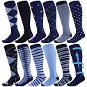 Shyyween 12 Pairs Men Knee High Compression Socks