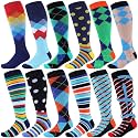 Shyyween 12 Pairs Men Knee High Compression Socks