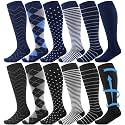 Shyyween 12 Pairs Men Knee High Compression Socks