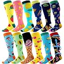 Shyyween 12 Pairs Men Knee High Compression Socks