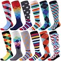 Shyyween 12 Pairs Men Knee High Compression Socks