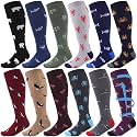 Shyyween 12 Pairs Men Knee High Compression Socks