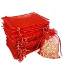 SIAGCRAW Organza Bags 4"x6", 100Pcs Red Small Mesh Drawstring Gift Bags