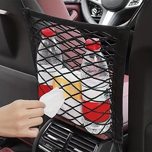 siago sia138 single-pocket car mesh organizer  backseat net bag barrier for pets amp kids tissue amp purse holder driver storage pouch car divider
