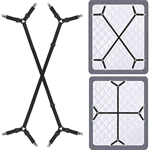 sheet fasteners suspenders holder straps - adjustable crisscross elastic band fitted sheet holder fasteners grippers2pcsset white