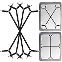 Bed Sheet Fasteners Straps - 2 Way Adjustable Crisscross Sheet Corner Holder Straps Gripper Clips Elastic Sheet Band Suspenders Fasteners(2 Set/4Pcs, Black)