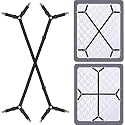 Bed Sheet Fasteners Straps - 2 Way Adjustable Crisscross Sheet Corner Holder Straps Clips Gripper Elastic Sheet Band Suspenders Fasteners(2 Set/4Pcs, White)