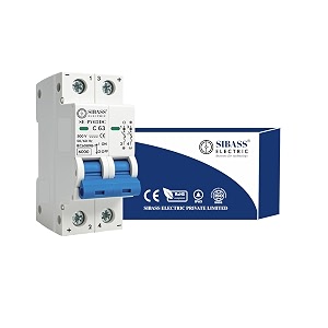 sibass dc circuit breaker 63 amp 500v  2 pole c curve mcb for pvsolar systems amp battery  6ka breaking capacity  fast trip time  003 s  flame retardant material