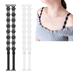 2 pairs lace bra straps for women adjustable non-slip shoulder straps