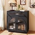 Sideboard Buffet Cabinet with Acrylic Doors &amp; Drawer,Storage(1, A-Black)