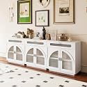 Sideboard Buffet Cabinet with Acrylic Doors &amp; Drawer,Storage(3, A-White)