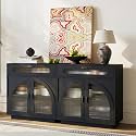 Sideboard Buffet Cabinet with Acrylic Doors &amp; Drawer,Storage(2, A-Black)