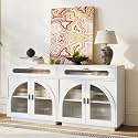 Sideboard Buffet Cabinet with Acrylic Doors &amp; Drawer,Storage(2, A-White)