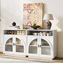 Sideboard Buffet Cabinet with Arched Acrylic Doors &amp; Storage(2, B-White)