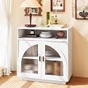 Sideboard Buffet Cabinet with Arched Acrylic Doors &amp; Storage(1, B-White)