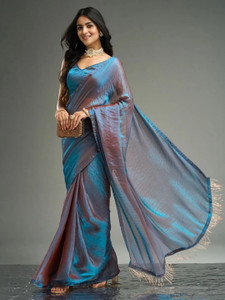 Sidhidata Solid Plain Pre Draped Saree Chiffon