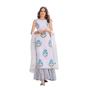 Sidhidata Womens Cotton Blend Printed Straight Kurta