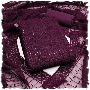 Sidhidata Womens Faux Georgette Full Embroidery Lucknowi