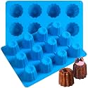 Sidosir 2Pcs Canele Mold Silicone, 12-Cavity Nonstick Canele Silicone Baking Cake Pan for Bread Muffin