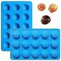 Sidosir 2PCS Mini Cinnamon Buns Silicone Mold, Non-Stick Mold for Making Cinnamon Rolls Perfect Cinnamon Roll Shaping, Ideal for Baking (Small)