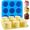 Sidosir 2Pcs Tall Cylinder Silicone Molds for Baking, 9-Cavity Non-Stick Silicone Baking Molds for Small Mousse Cake
