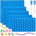 Sidosir 7Pcs Silicone Gummy Bear Molds, Non-Stick Worm Chocolate Mold for Parties, Gummy Heart for Home DIY, Silicone Dinasur Mold for Make Gummies