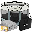 Siedihit Dog Pet Playpen Tent Crate Cage with Cooling Pee Pad, Small Grey