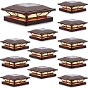 SIEDiNLAR Solar Post Cap Lights Outdoor 2 Modes 12 Pack Brown, (Warm/White)