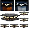 SIEDiNLAR Solar Post Cap Lights Outdoor 2 Modes 6 Pack Black, (Warm/White)