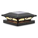 SIEDiNLAR Solar Post Cap Lights Outdoor 2 Modes 1 Pack Black, (Warm/White)