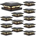 SIEDiNLAR Solar Post Cap Lights Outdoor 2 Modes 12 Pack Black, (Warm/White)