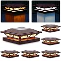 SIEDiNLAR Solar Post Cap Lights Outdoor 2 Modes 6 Pack Brown, (Warm/White)
