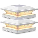 SIEDiNLAR Solar Post Cap Lights Outdoor 2 Modes 2 Pack White, (Warm/White)