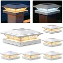 SIEDiNLAR Solar Post Cap Lights Outdoor 2 Modes 6 Pack White, (Warm/White)