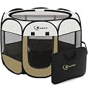 Sieidihit Dog Cat Pet Playpen Puppy Crate Cage Indoor Outdoor, Large Khaki