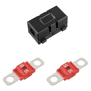 midi fuse holder and 2 high current fuses for cars trucks vehicles 50 amp