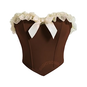 sightbomb off shoulder lace trim micro fibre feather touch fabric bustier corset for womens