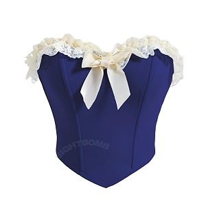sightbomb off shoulder lace trim micro fibre feather touch fabric bustier corset for womens