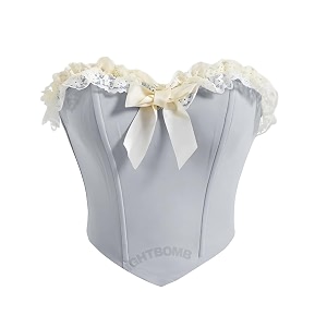 sightbomb off shoulder lace trim micro fibre feather touch fabric bustier corset for womens