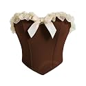 SIGHTBOMB OFF SHOULDER LACE TRIM MICRO FIBRE FEATHER TOUCH FABRIC BUSTIER CORSET FOR WOMENS