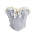 SIGHTBOMB OFF SHOULDER LACE TRIM MICRO FIBRE FEATHER TOUCH FABRIC BUSTIER CORSET FOR WOMENS