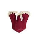 SIGHTBOMB OFF SHOULDER LACE TRIM MICRO FIBRE FEATHER TOUCH FABRIC BUSTIER CORSET FOR WOMENS