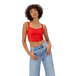 sightbomb ribbed heart neck spaghetti corset tops for women small-medium red