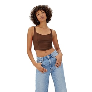 sightbomb ribbed heart neck spaghetti corset tops for women small-medium chocolate