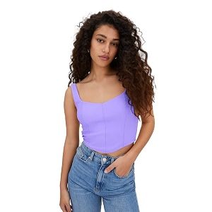 sightbomb ribbed heart neck spaghetti corset tops for women small-medium lilac