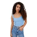 SIGHTBOMB Ribbed Heart Neck Spaghetti Corset Tops for Women (Small-Medium, Powder Blue)
