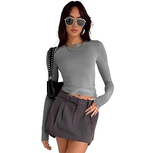 sightbomb fabric round neck ultra soft feather touch micro fiber full sleeve top for women