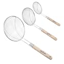 SIGNAMIO 3 Set of Deep Oil Frying Strainer Spoon - Wood