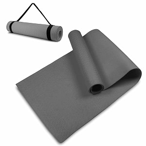 10mm extra thick yoga and exercise mat anti skid with carrying strap for gym workout and flooring exercise grey