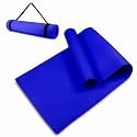 10mm Extra Thick Yoga and Exercise Mat Anti Skid with Carrying Strap for Gym Workout and Flooring Exercise (Blue)